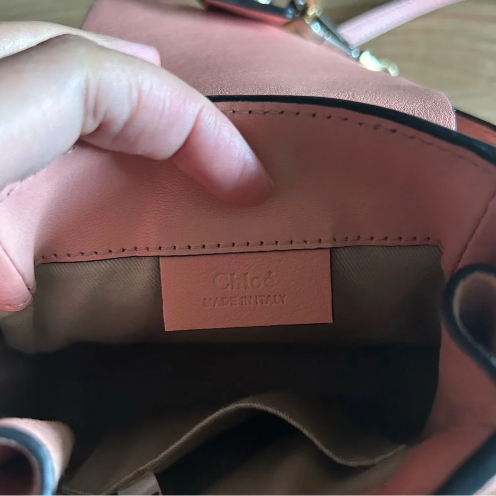 Chloe Faye Pink Suede Two Way Mini Backpack Bag